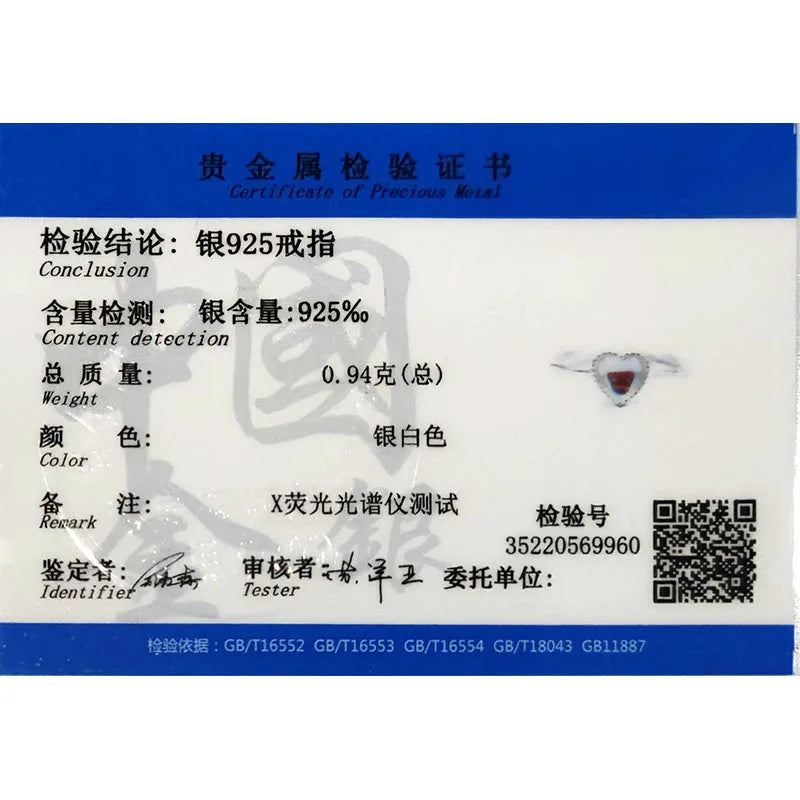 TrustDavis Real 925 Sterling Silver Fashion Gradient Coloured Glaze Heart Opening Rings For Women Wedding Fine Jewelry DA2476