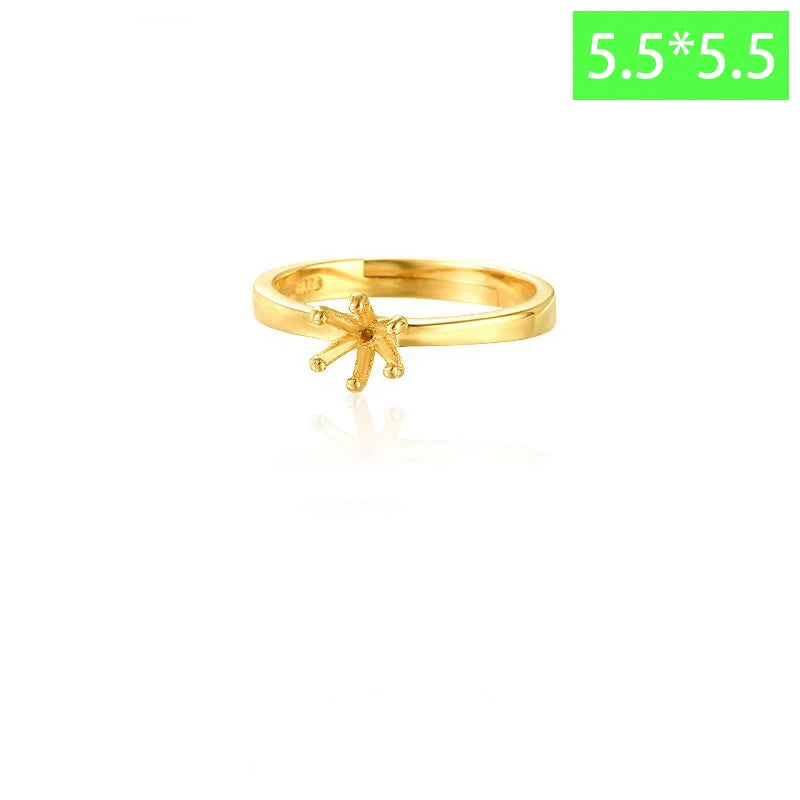 TrustDavis Real 925 Sterling Silver Fashion Six Claw Couple Ring Empty Stand Handmade DIY Accessories Wholesale DZ1688