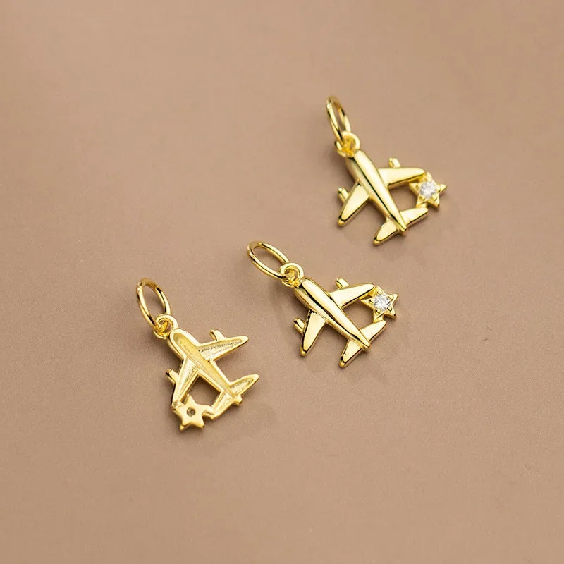 Plane Aircraft Shiny Charms Pendant DIY Accessories HY300