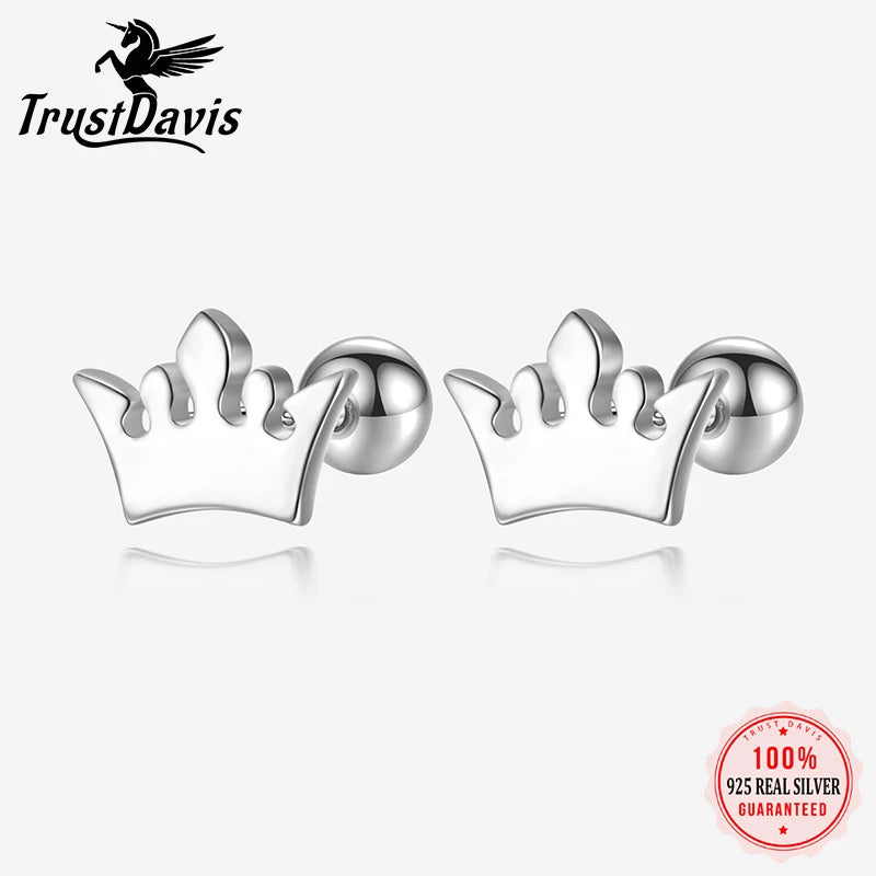 Fine Princess Crown Stud Earrings Gift DS4567