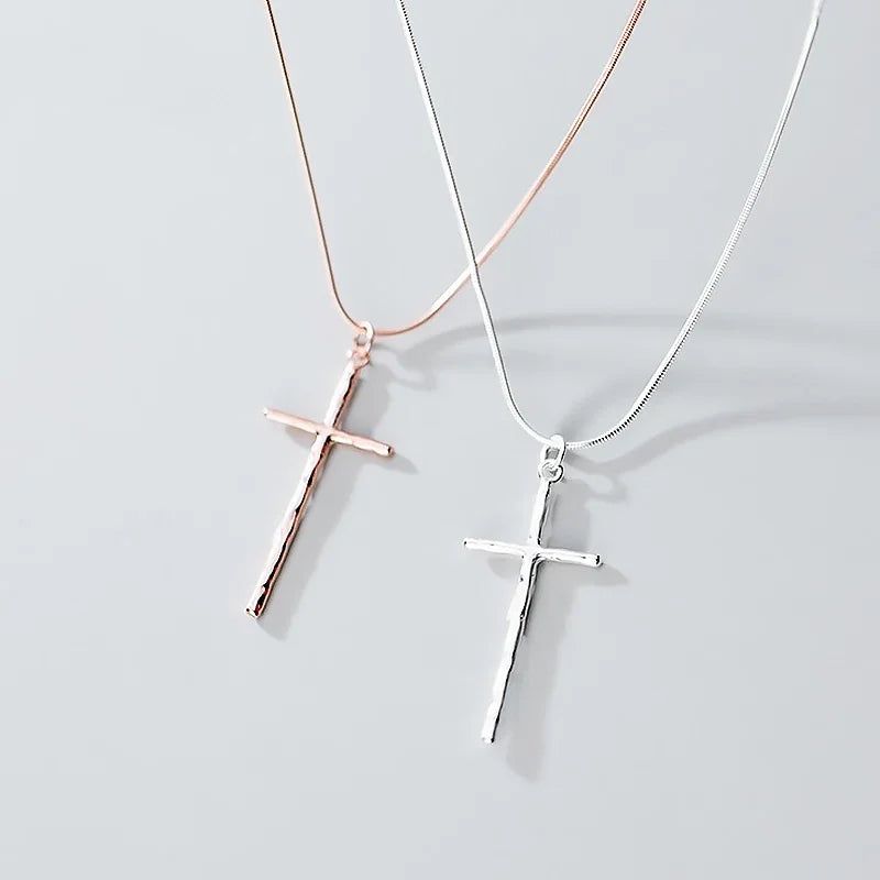 TrustDavis Real 925 Sterling Silver Minimalist Cross Clavicle Necklace For Women Wedding Anniversary Party Fine Jewelry DA1389