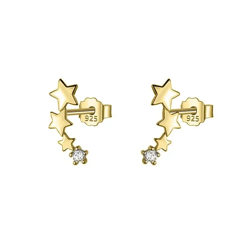 TrustDavis Real 925 Sterling Silver Fashion Sweet Star Dazzling CZ Stud Earrings For Women Wedding Minimalist Jewelry DB944