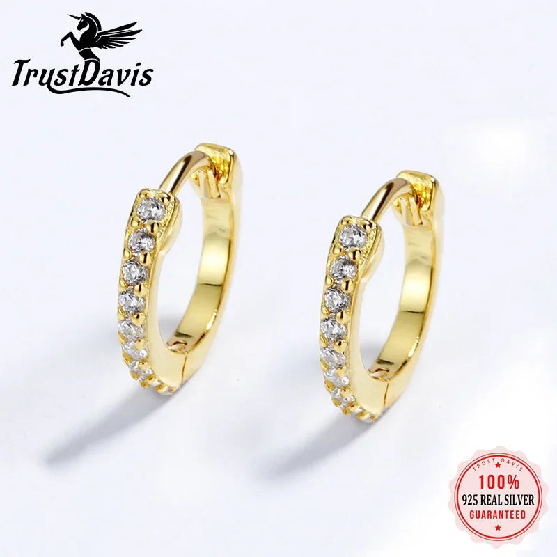 Real 925 Sterling Silver Fashion Sweet Shiny Hoop Earring DA2195