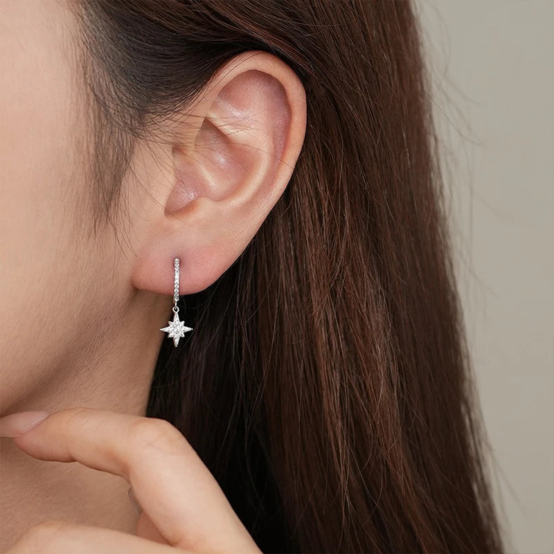Star Zircon Earrings Star and Moon Earrings for Women Gift Jewelry DS4209