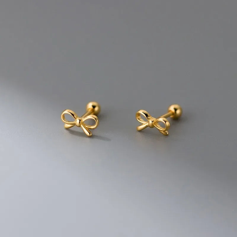 TrustDavis Real 925 Sterling Silver Fashion Sweet Hollow Bowknot Threaded Earrings for Women Minimalist Jewelry DA3237