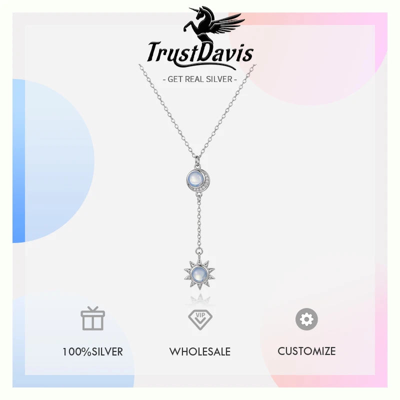 Sun Moon Star Moonstone Necklace DS4919