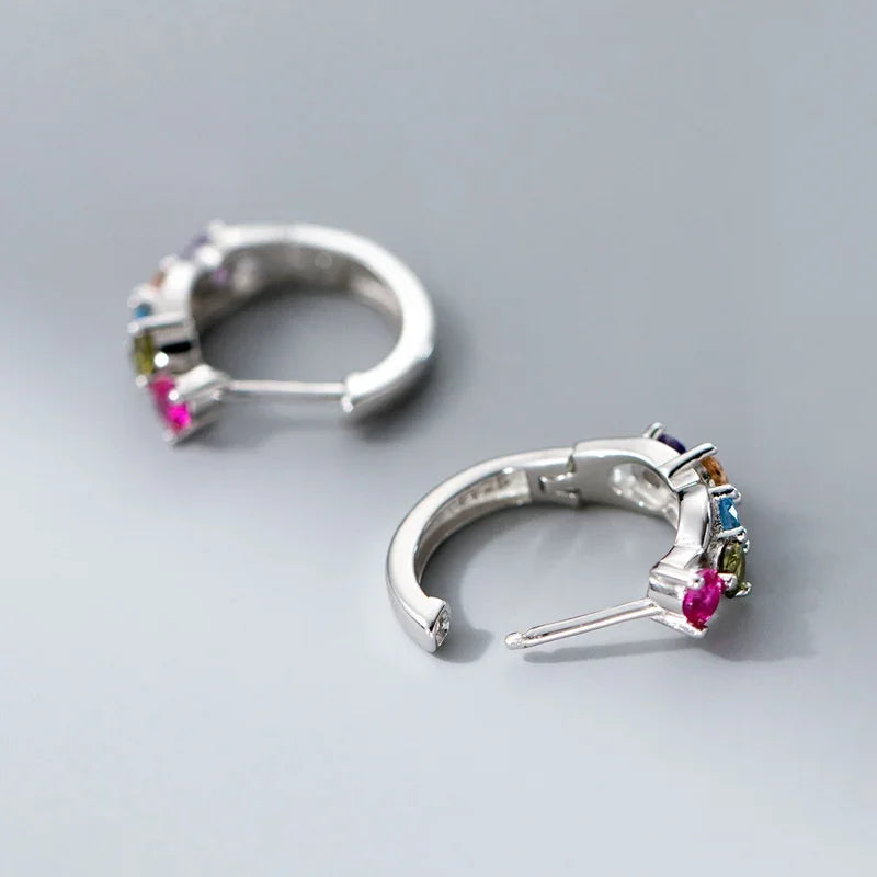 925 Sterling Silver Fine Geometry Zircon Hoop Earrings DS4428