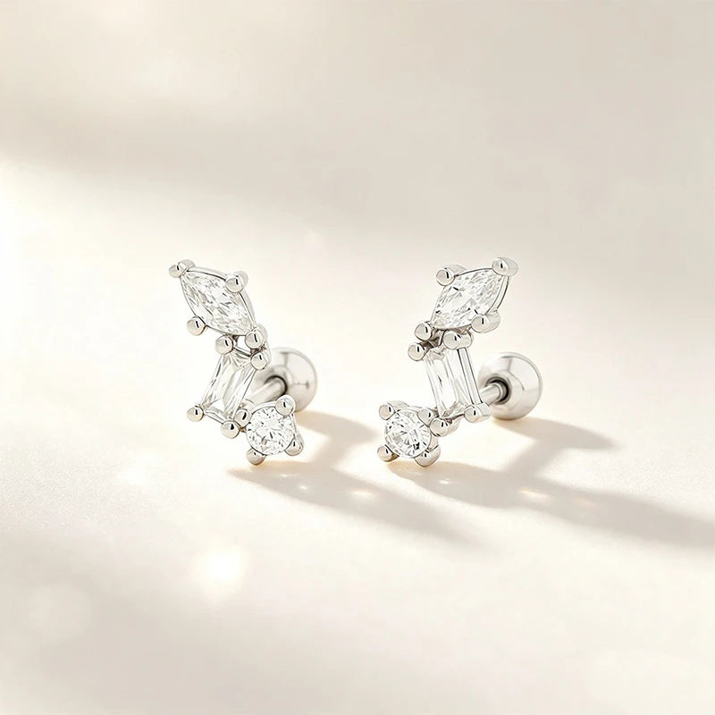 Irregular Zircon Stud Earrings for Women Daily Wear Jewelry Gift DS4991