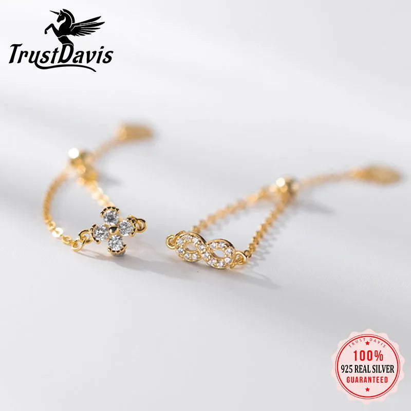 Gold Flower Infinite Chain Opening Ring DA2787