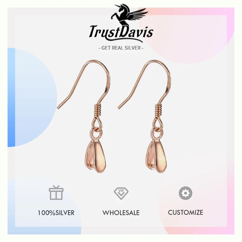 TrustDavis Real 925 Sterling Silver Fashion Sweet Ear Hook Earring Handmade DIY Accessories Fine Jewelry Wholesale DIY76