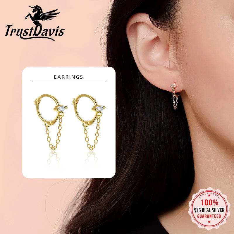 Square Zircon Tassel Hoop Earring DS4852