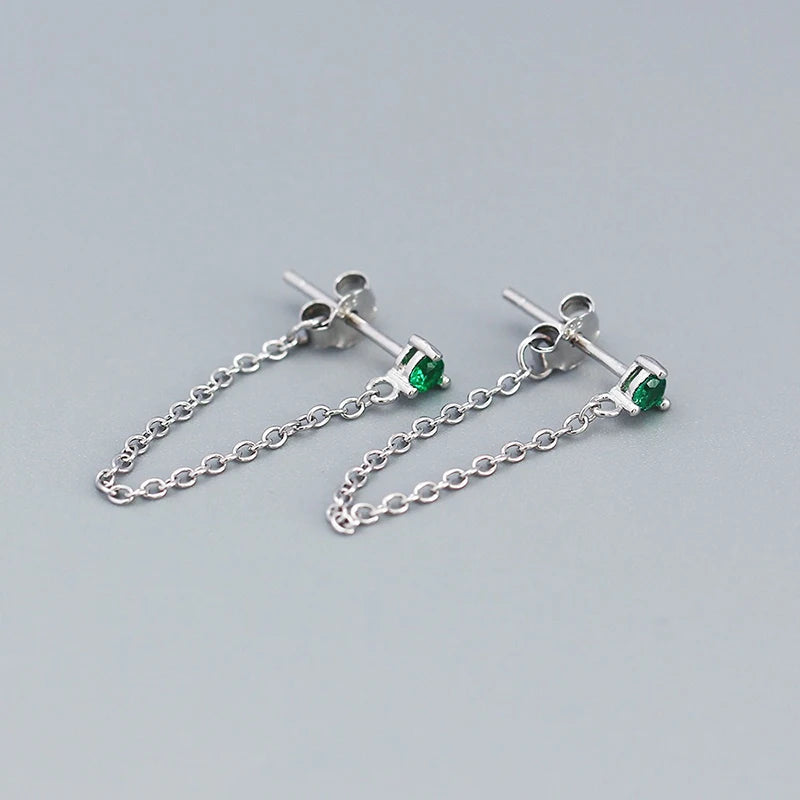 Fashion Multi-colored Cubic Zirconia Line Earrings DS4769