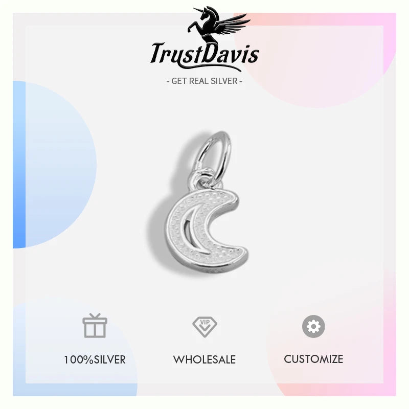 TrustDavis Real 925 Sterling Silver Sweet Heart Stars Moon Charm Pendant Handmade DIY Accessories Fine Jewelry Wholesale DZ1787