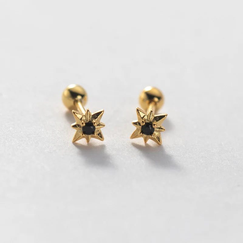 TrustDavis Real 925 Sterling Silver Tiny Star Screw Stud Earrings for Women Wedding Party Fine Dazzling CZ S925 Jewelry DS3674