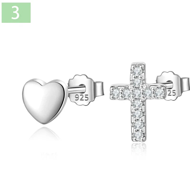Cross Black Stud Earrings DA129