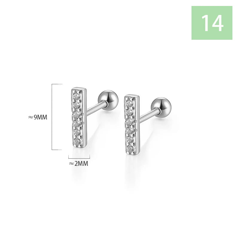 Geometric Zircon Screw Stud Earrings DS4644