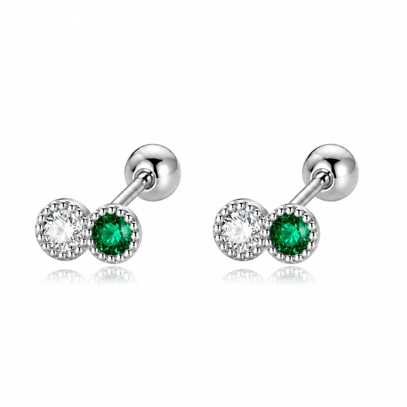 Double-color Zircon Stud Earrings DS1912