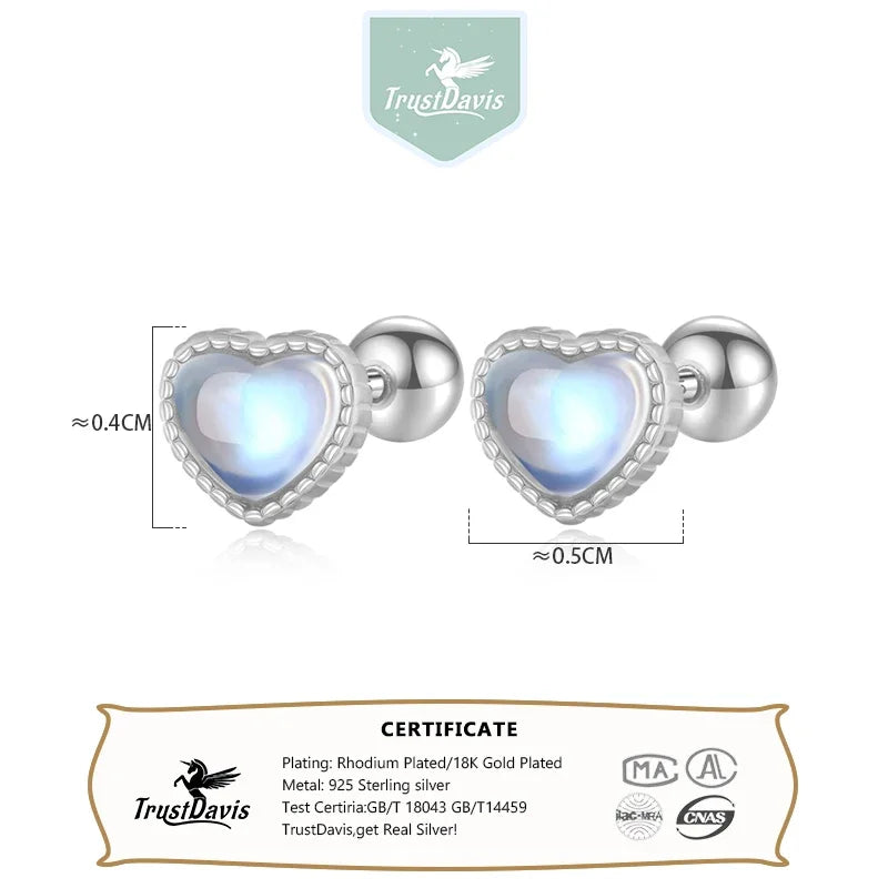 Heart Synthesis Coloured Glaze Screw Stud Earrings DB514