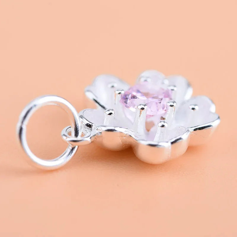 Flower Pink Charm Pendant Handmade DIY Accessories HY050