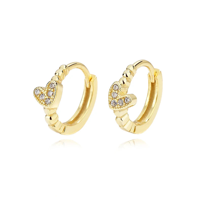 TrustDavis Real 925 Sterling Silve Hoop Square Cat's Paw Heart CZ Pendant Hoop Earrings For Daughter Girls Women Jewelry DG0190