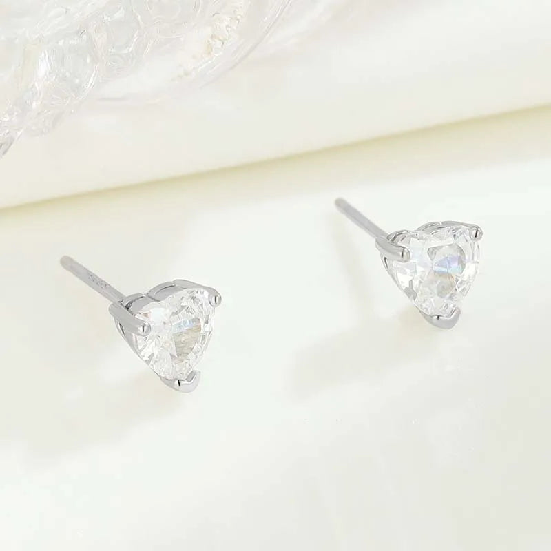 TrustDavis 2024 Real 925 Sterling Silver Colorful Heart-shaped Zircon Stud Earrings For Women Wedding Fine 925 Jewelry DS4497