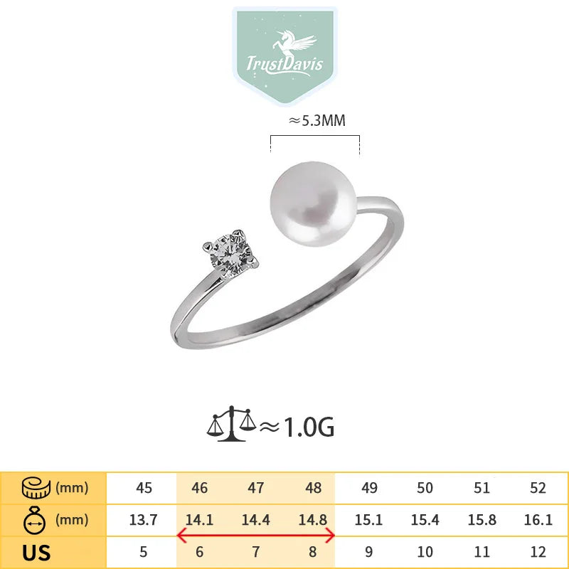 Natural Pearl Open Zircon Ring DS4849