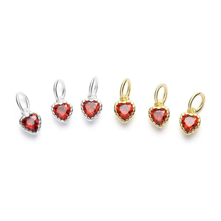 Romantic Heart Red CZ Charm Pendant HY049