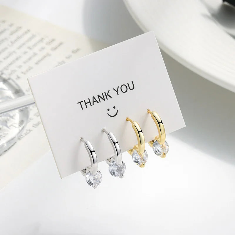 Pendientes TrustDavis Plata de Ley 925 auténtica a la moda para mujer, pendientes redondos simples de circonia para mujer y niña, joyería de regalo DS4235