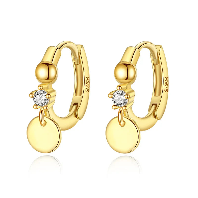 Disc Pendant Crystal Zircon Hoop Earrings DA2428