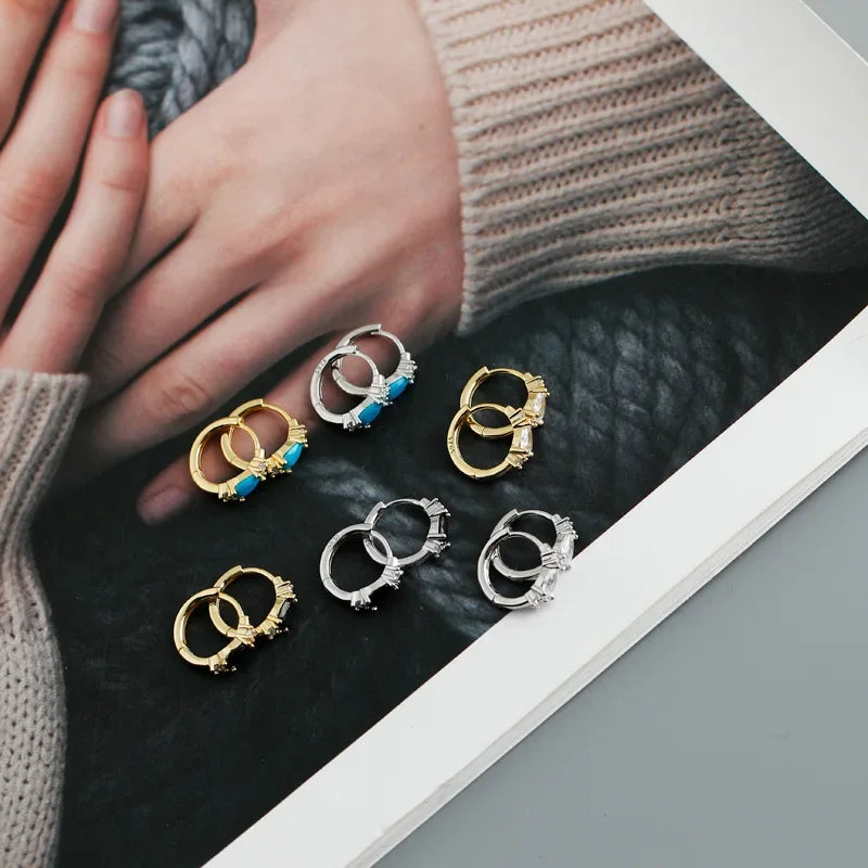 TrustDavis Real 925 Sterling Silver Water Drop Hoop Earrings For Women Wedding Christmas Gift Fine Dazzling CZ Jewelry DA2735