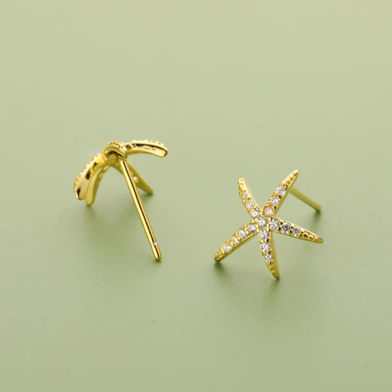 Cubic Zirconia Starfish Stud Earrings DF053