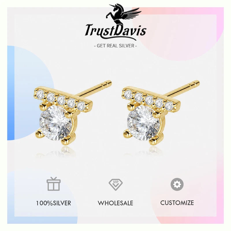 Fashion and Luxury Round Zircon Stud Earrings DS4937