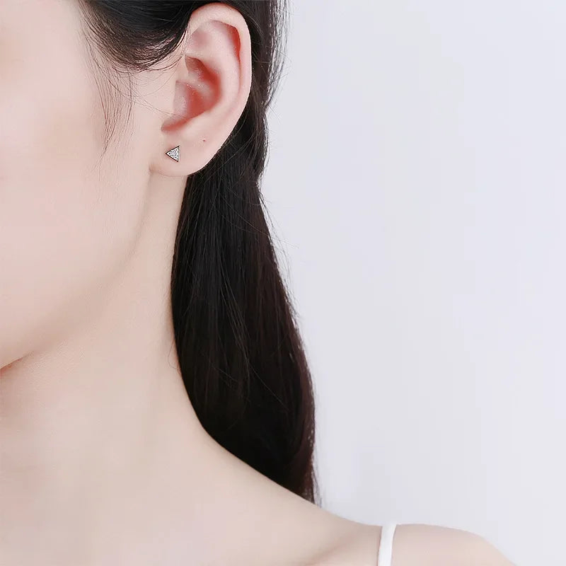 Triangle Round CZ Screw Stud Earrings DA2445