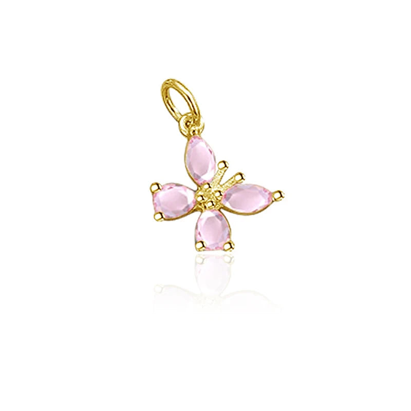 TrustDavis Real 925 Sterling Silver Sweet Zircon Butterfly Charm Pendant Handmade DIY Accessories Fine Jewelry Wholesale DZ1716