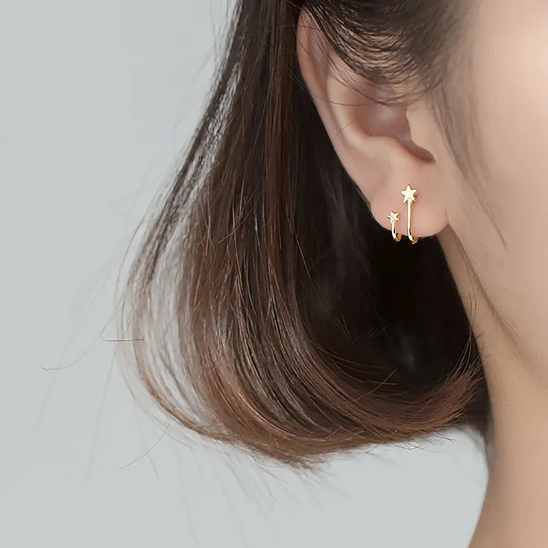 Sweet Double Stars Charm Stud Earrings DS105
