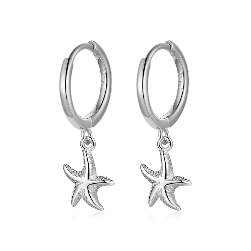 Fashion Ocean Elements Starfish Hanging Hoop Earrings DS4095