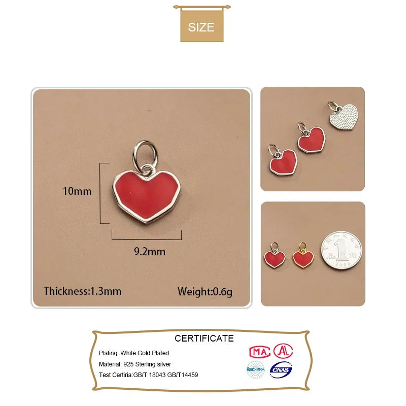 Red Heart Charm Pendant Handmade DIY Accessories HY298