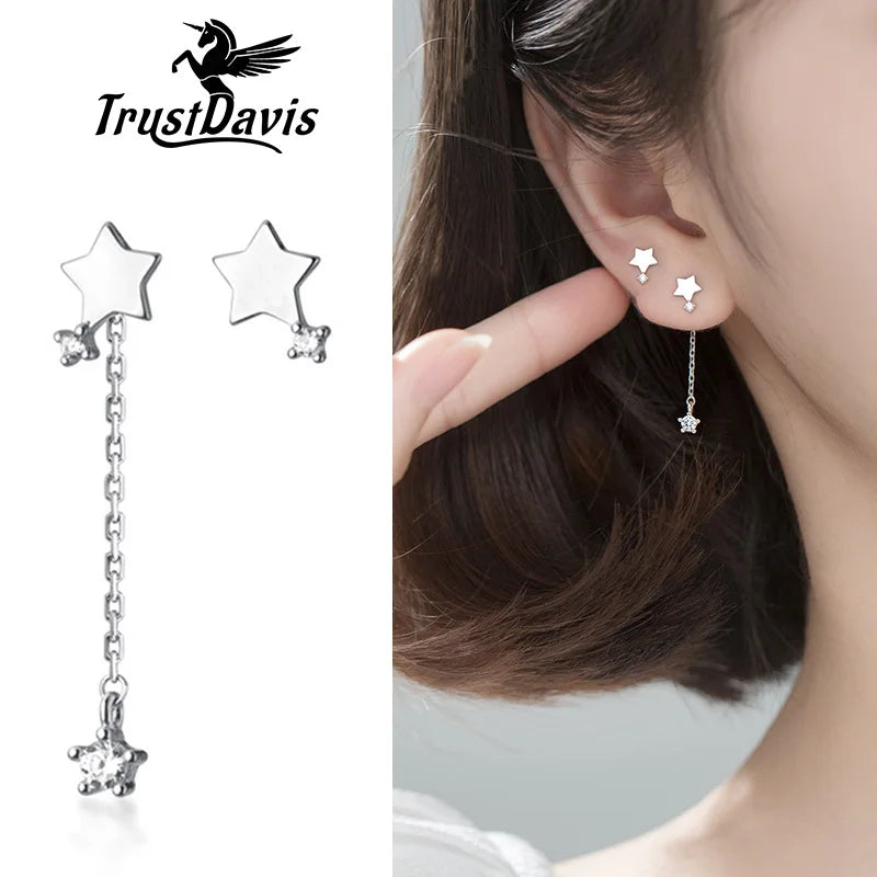 Sweet asymmetric Chsin Star Stud Earrings DS2701
