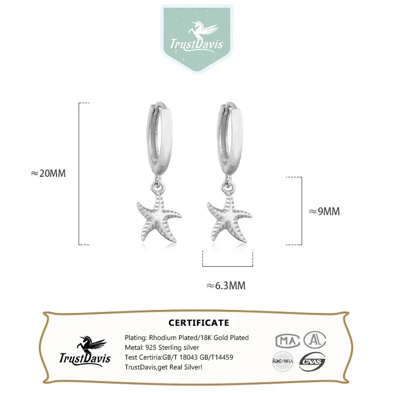 Fashion Ocean Elements Starfish Hanging Hoop Earrings DS4095