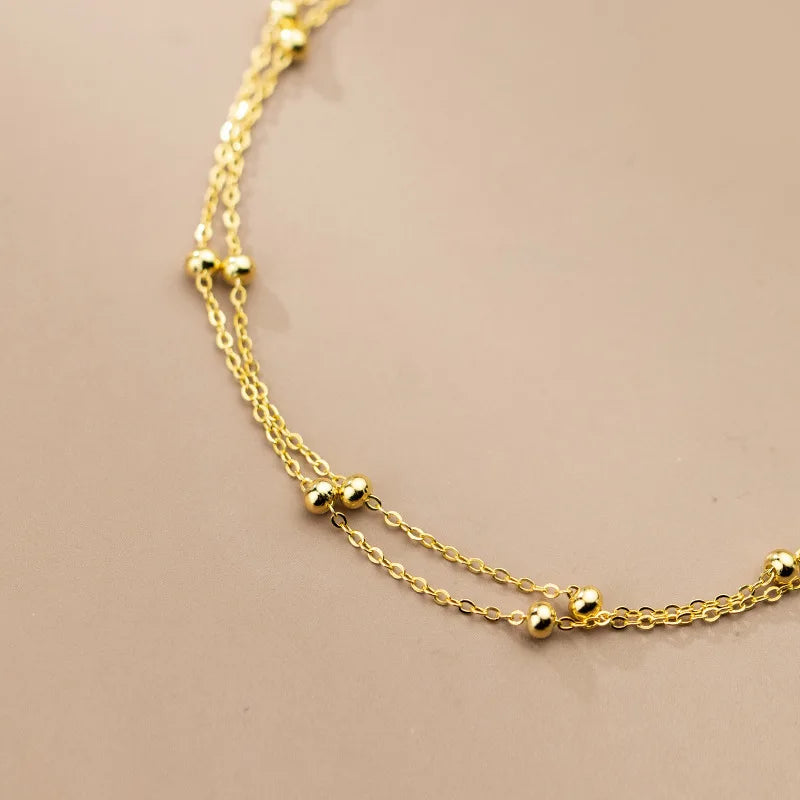 Double Layer Beads Chain Anklets DA2343