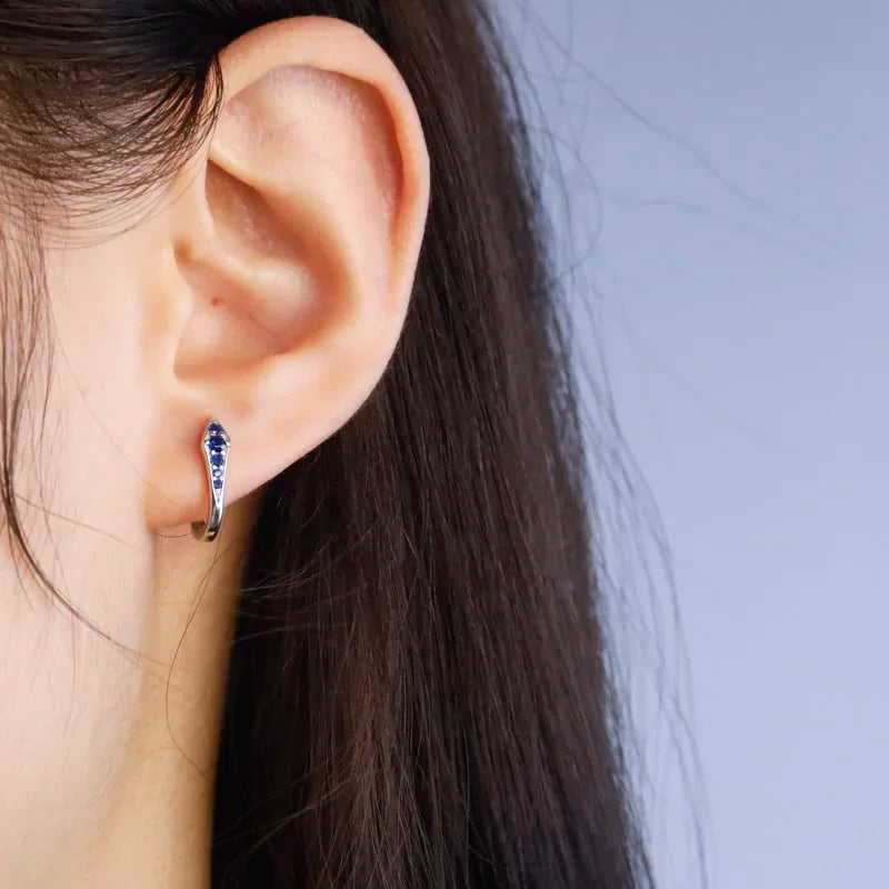 TrustDavis Girls 925 Sterling Silver Fine Colored Zircon Hoop Earrings for Women Lady Wedding Party Fine S925 Jewelry DS4324