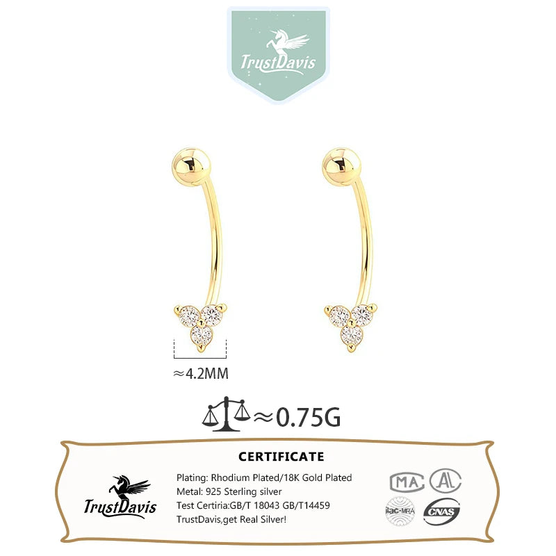 Clover Earrings MultiColor CZ C Shape Screw Earrings DS5005