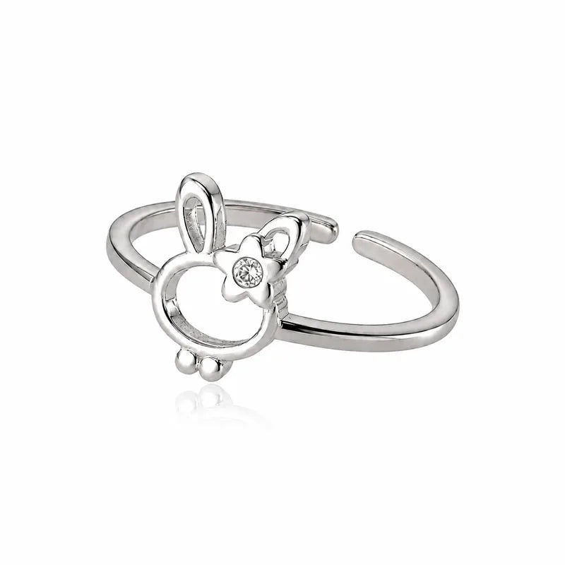 Openwork Rabbit Zircon Silver Ring DS4905