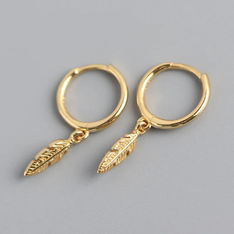 Minimalist INS Feather Hoop Earrings DA781
