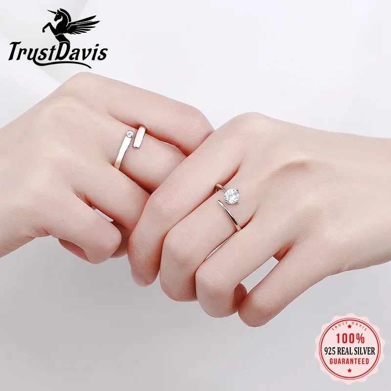 \Women Men Wedding Party Couples Lovers Clear CZ Opening Ring DA3122