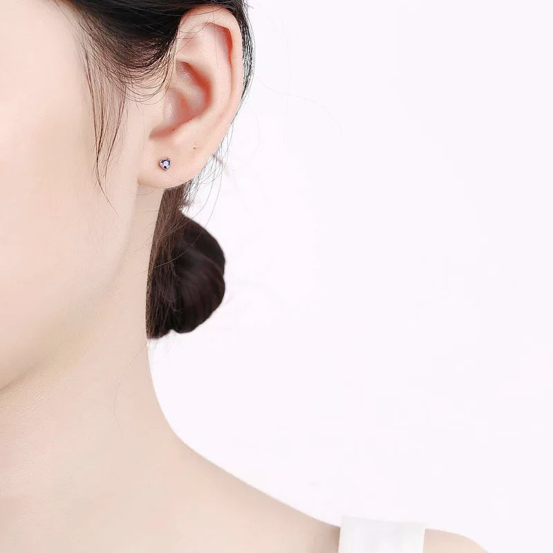 Geometric Star Colour CZ Screw Stud Earrings For Women Wedding Fine Jewelry DA052