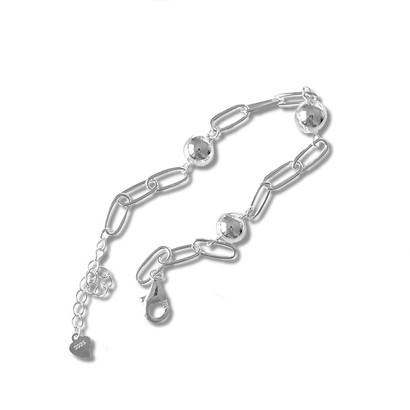 Real 925 Sterling Silver Bracelet Jewelry 9mm Ball Beads Chain Bracelet For Women Wedding Party Gift Jewelry DA3126