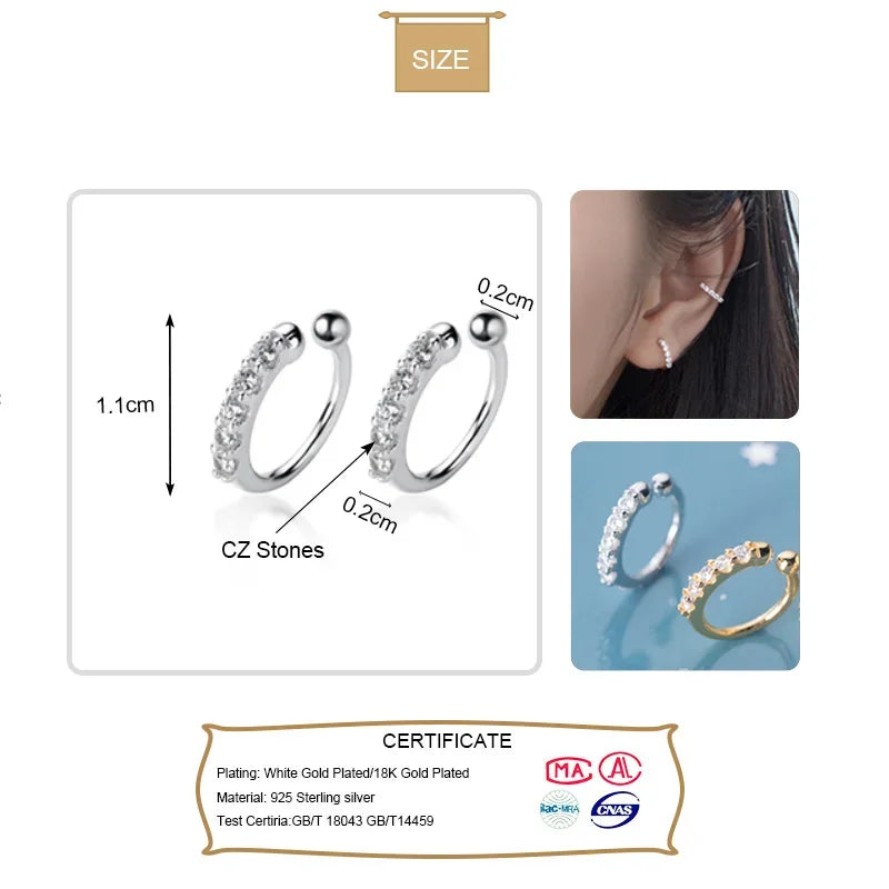 Shining CZ Ear Cuff Clip on Earrings DA372