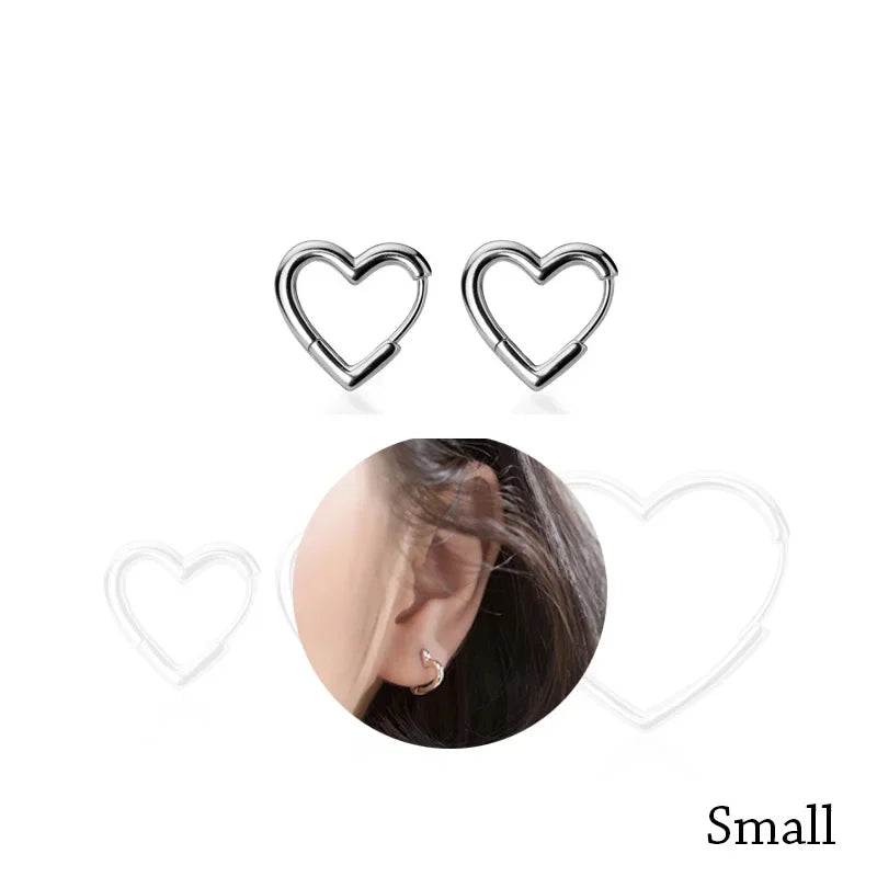 TrustDaivs Heart Hoop Earrings 925 Sterling Silver Heart Hoop Geometric Ear Cuff Clip On Earring For Women Girl Piercing DS2434