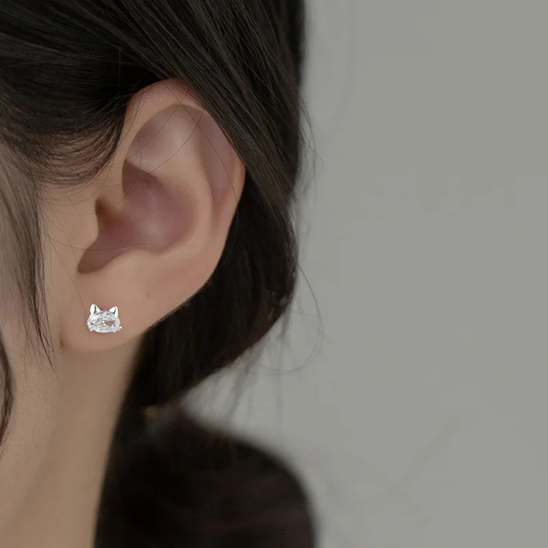 925 Sterling Silver Sweet Cute Cat Rabbit Stud Earrings DS3880